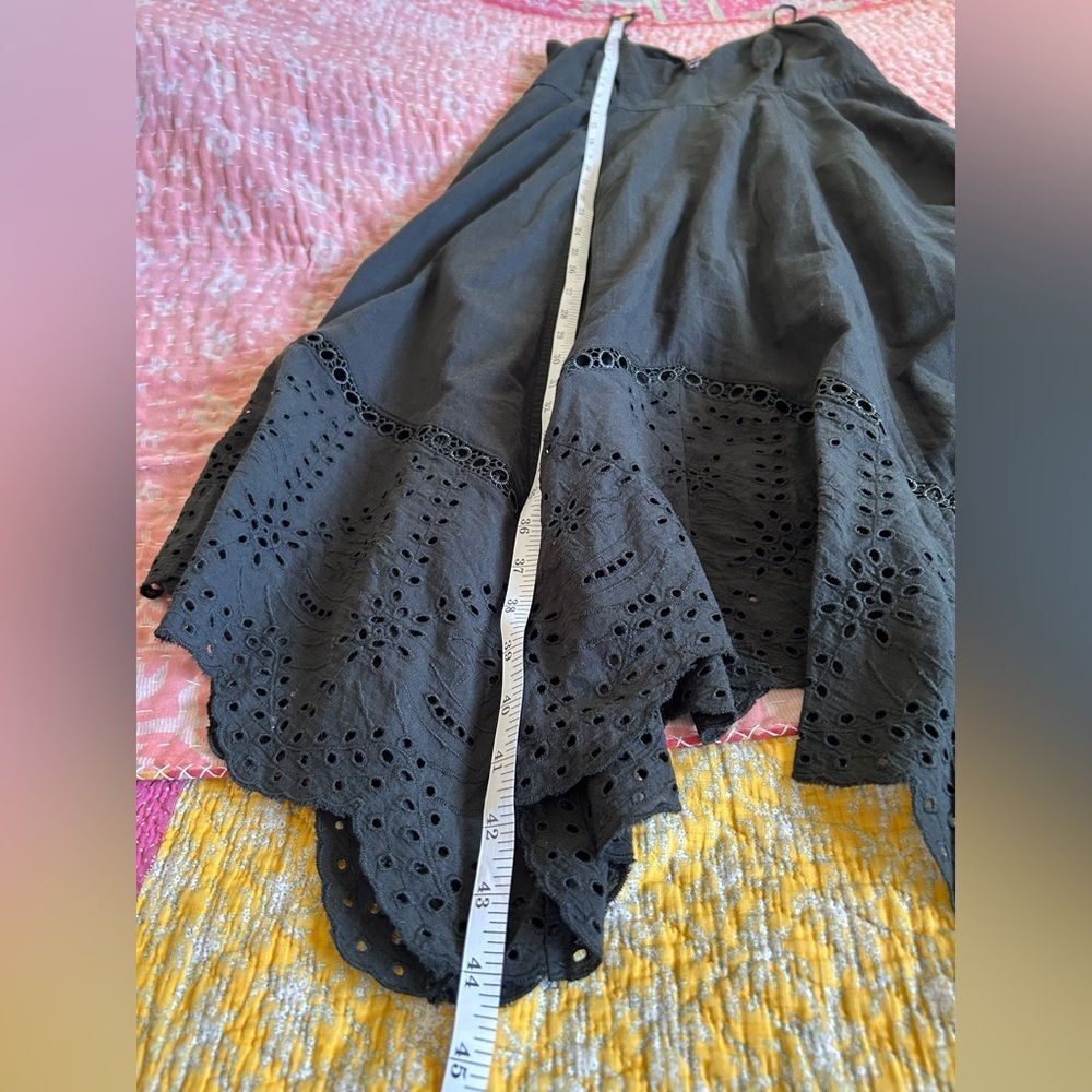 Whimsigoth Black Cotton Lace Handkerchief Hem Midi Dress Universal Thread Small - Picture 6 of 16